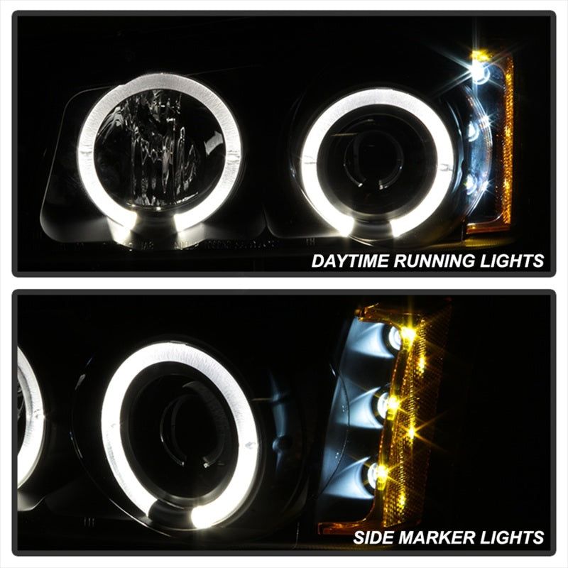 Spyder Chevy Silverado 1500 03-06 Projector LED Halo LED Amber Reflctr Blk PRO-YD-CS03-AM-BK