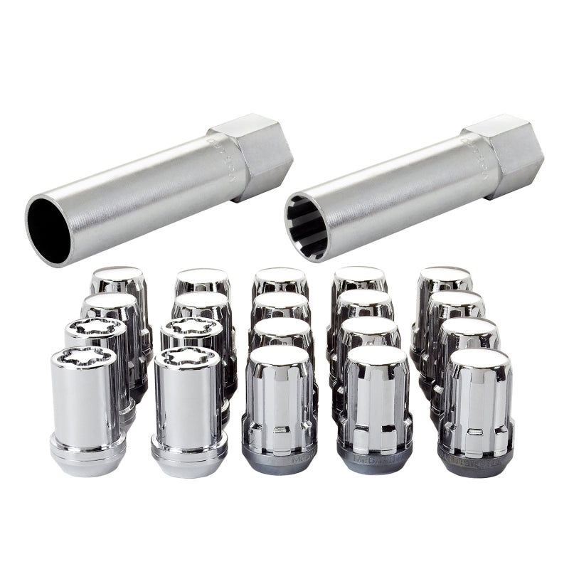 McGard SplineDrive Tuner 5 Lug Install Kit w/Locks & Tool (Cone) M12x1.5 / 13/16 Hex - Chrome (CS)-Lug Nuts-McGard-MCG65557CN-SMINKpower Performance Parts