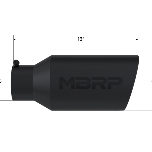 MBRP Universal Tip 8in OD Rolled End 5in Inlet 18in Length T304 - Black