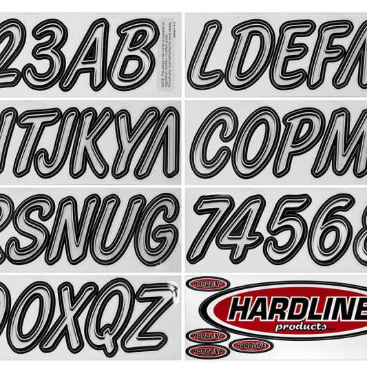 Hardline Boat Lettering Registration Kit 3 in. - 400 Silver/Black