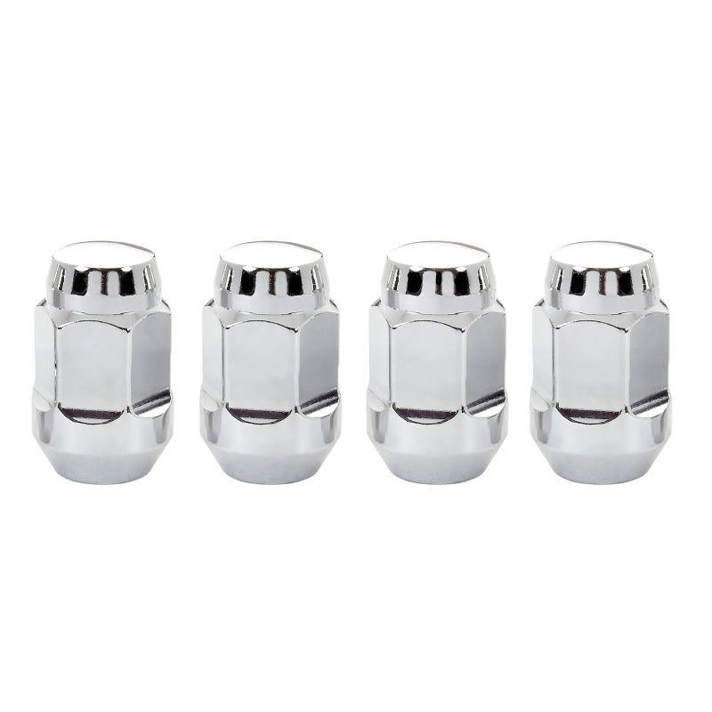 McGard Hex Lug Nut (Cone Seat Bulge Style) M12X1.25 / 3/4 Hex / 1.45in. Length (4-Pack) - Chrome-Lug Nuts-McGard-MCG64013-SMINKpower Performance Parts