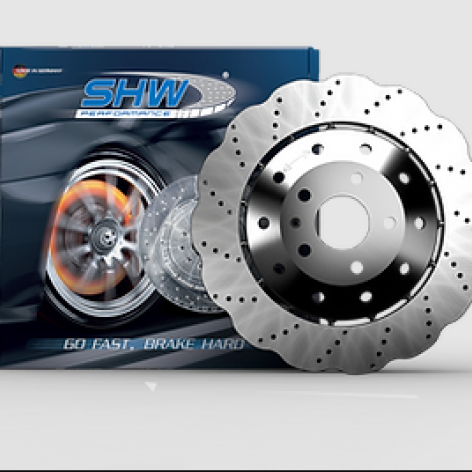 SHW 14-20 Audi R8 5.2L (Excl Ceramic Brake) Front Drilled-Dimpled LW Wavy Brake Rotor (4S0615301B)