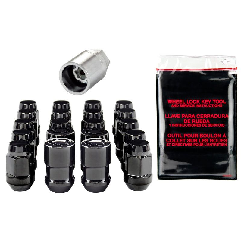 McGard 5 Lug Hex Install Kit w/Locks (Cone Seat Nut / Bulge) M12X1.5 / 3/4 Hex / 1.45in. L - Black-Lug Nuts-McGard-MCG84538-SMINKpower Performance Parts