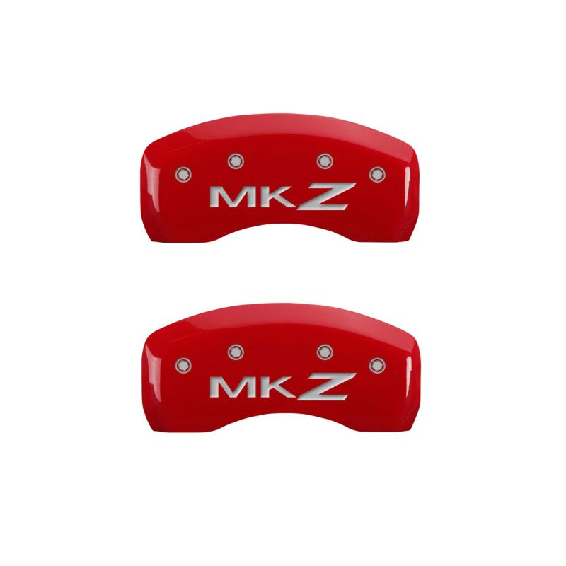 MGP 4 Caliper Covers Engraved Front Lincoln Engraved Rear MKZ Red finish silver ch-Caliper Covers-MGP-MGP36018SLCZRD-SMINKpower Performance Parts