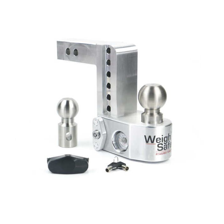 Weigh Safe 6in Drop Hitch w/Built-in Scale & 2in Shank (10K/12.5K GTWR) - Aluminum