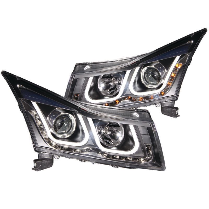ANZO 2011-2015 Chevrolet Cruze Projector Headlights w/ U-Bar Black-Headlights-ANZO-ANZ121462-SMINKpower Performance Parts
