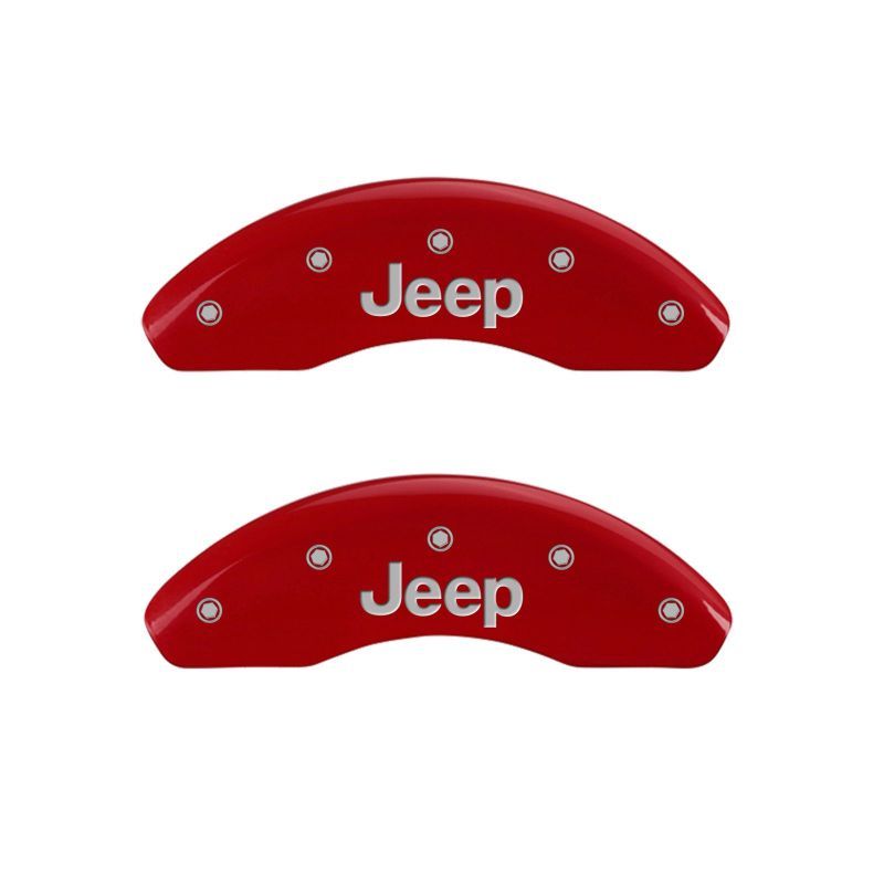 MGP 4 Caliper Covers Engraved Front & Rear JEEP Red finish silver ch-Caliper Covers-MGP-MGP42013SJEPRD-SMINKpower Performance Parts