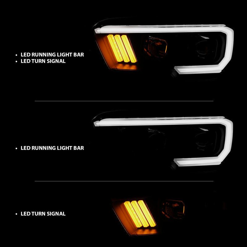 ANZO 2016-2017 Toyota Tacoma Projector Headlights w/ Plank Style Design Black/Amber w/ DRL-Headlights-ANZO-ANZ111379-SMINKpower Performance Parts
