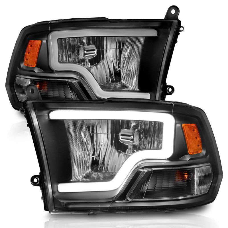 ANZO 2009-2018 Dodge Ram 1500 Crystal Headlights w/ Light Bar Black Housing-Headlights-ANZO-ANZ111515-SMINKpower Performance Parts