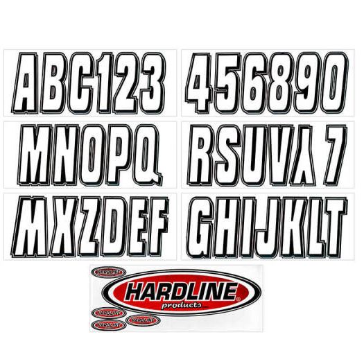 Hardline Boat Lettering Registration Kit 3 in. - 320 Silver/Black