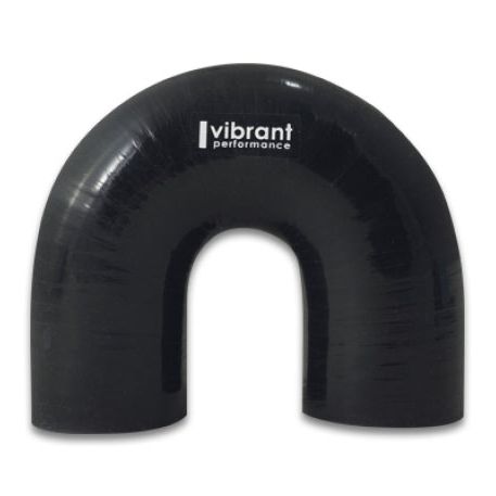 Vibrant 4 Ply Reinforced Silicone Elbow Connector - 1in ID x 5.875in Leg 180 Deg Elbow (BLACK)