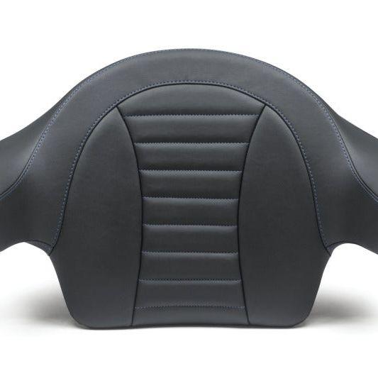 Mustang 93-13 HD FL Touring Extended Arm Wrap-Around Backrest Deluxe - Black w/Blue Stitching