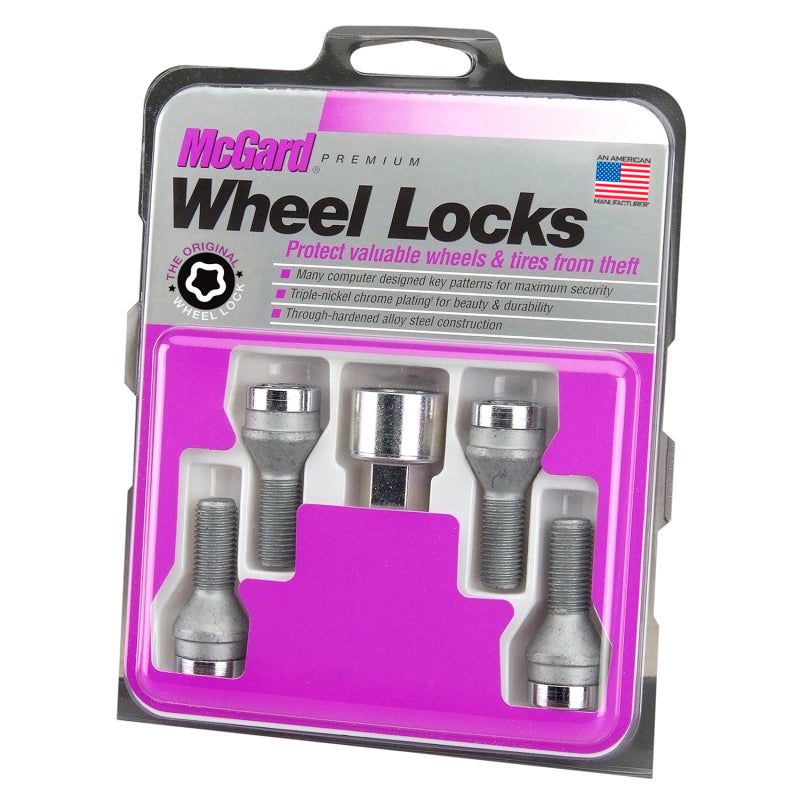 McGard Wheel Lock Bolt Set - 4pk. (Cone Seat) M12X1.25 / 19mm Hex / 25.6mm Shank Length - Chrome-Wheel Bolts-McGard-MCG27261-SMINKpower Performance Parts
