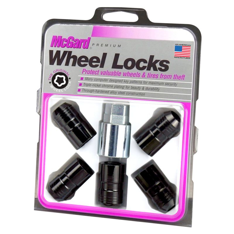 McGard Wheel Lock Nut Set - 5pk. (Cone Seat) M14X1.5 / 22mm Hex / 1.639in OAL - Black-Lug Nuts-McGard-MCG24516-SMINKpower Performance Parts