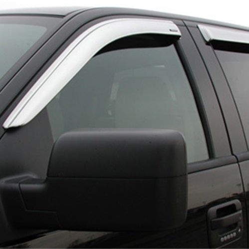 Stampede 2019 Chevy Silverado 1500 Double Cab Pickup Tape-Onz Sidewind Deflector 4pc - Chrome-Wind Deflectors-Stampede-STA6010-8-SMINKpower Performance Parts