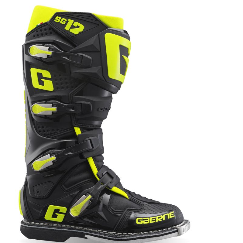 Gaerne SG12 Boot Black/Fluorescent Yellow Size - 10-Motorcycle Boots-Gaerne-GAR2174-089-10-SMINKpower Performance Parts