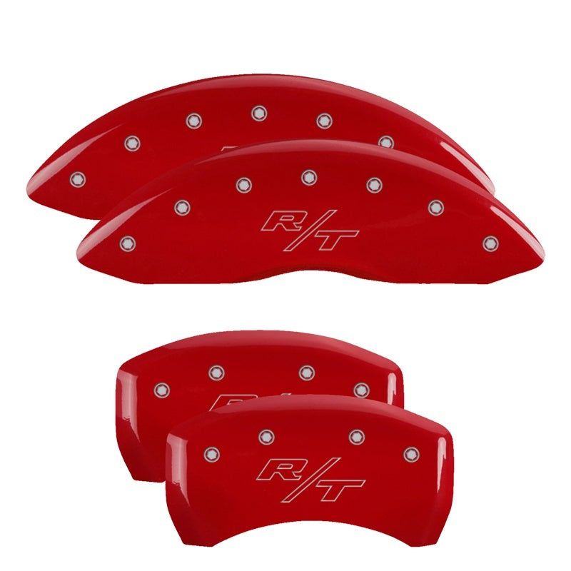 MGP 4 Caliper Covers Engraved Front & Rear Vintage Style/RT Red finish silver ch-Caliper Covers-MGP-MGP12162SRTRRD-SMINKpower Performance Parts