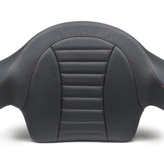 Mustang 14-21 HD FL Touring Extended Arm Wrap-Around Backrest Deluxe - Black w/Red Stitching