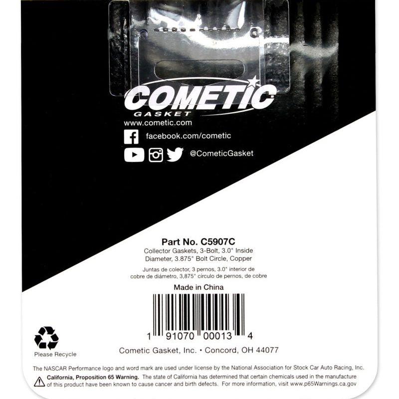 Cometic 3.0in Copper Header Collector - .043in DIA Port/3.875 Bolt Circle