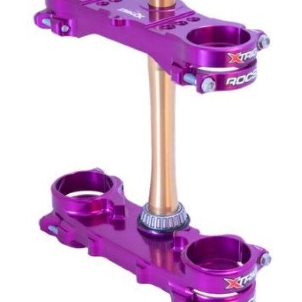 XTrig 2024 Yamaha YZ250F/ 23+ YZ450F ROCS Tech Triple Clamp 22 mm. Offset M12 - Purple