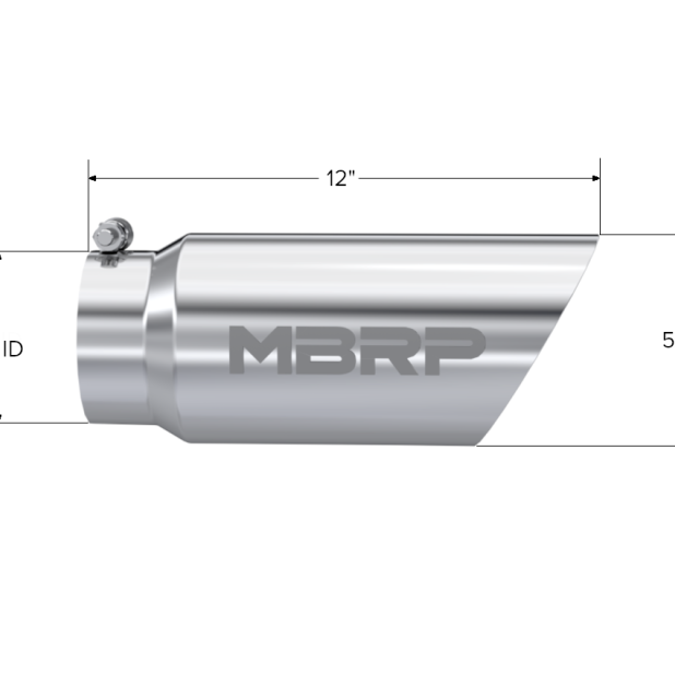 MBRP Universal Tip 5 O.D. Dual Wall Angled 4 inlet 12 length