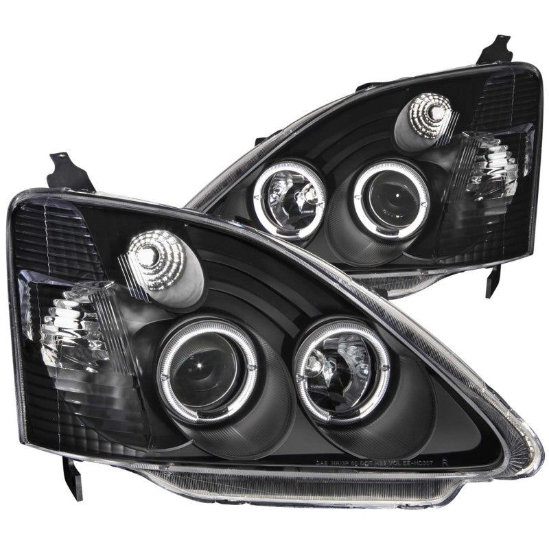 ANZO 2002-2004 Honda Civic Projector Headlights w/ Halo Black-Headlights-ANZO-ANZ121057-SMINKpower Performance Parts