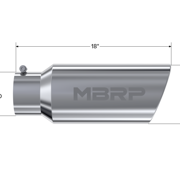 MBRP Universal Tip 7in O.D. Rolled End 5in inlet 18in length - T304 (SINGLE TIP)