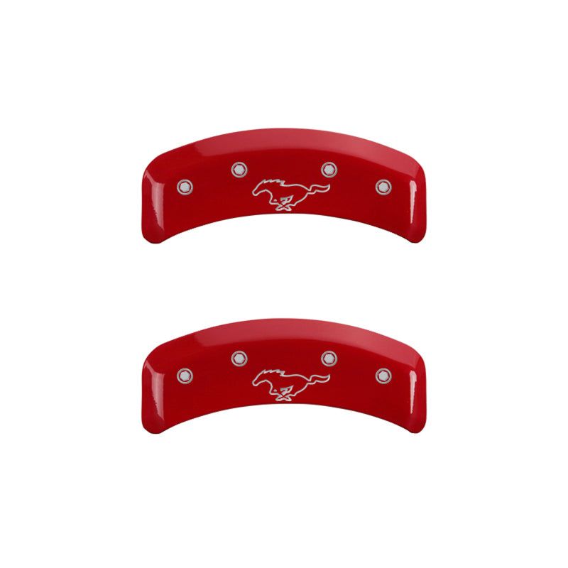 MGP 4 Caliper Covers Engraved Front Mustang Engraved Rear Pony Red finish silver ch-Caliper Covers-MGP-MGP10095SMPYRD-SMINKpower Performance Parts