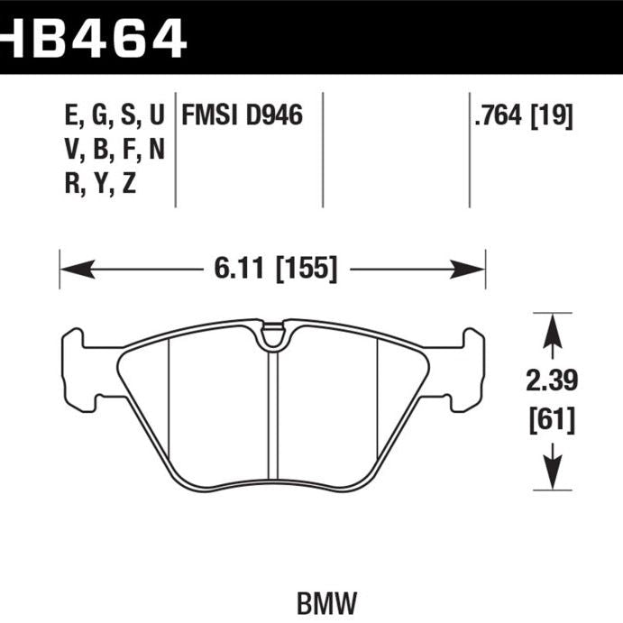 Hawk 01-05 BMW 330Ci 3.0L Base Front ER-1 Brake Pads