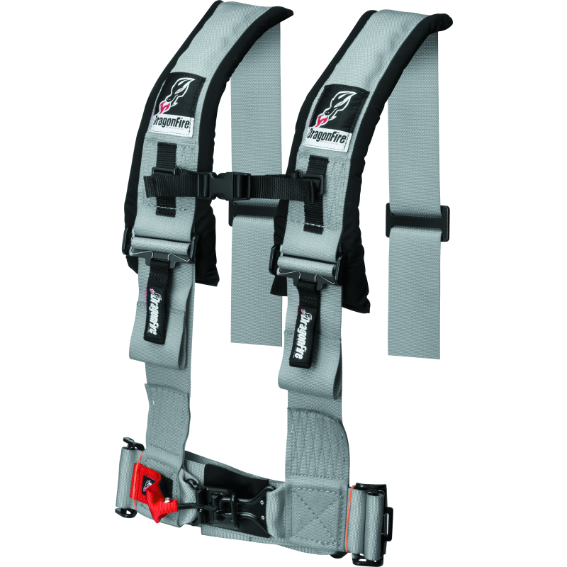 DragonFire Racing Harness H Style- 4-Point- 3in Buckle- Grey