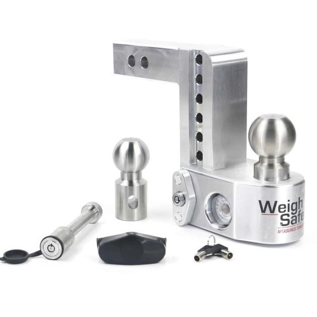 Weigh Safe 6in Drop Hitch w/Built-in Scale & 2in Shank (10K/12.5K GTWR) w/WS05 - Aluminum