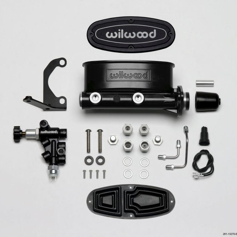 Wilwood HV Tandem M/C Kit w L/H Bracket & Prop Valve - 1 1/8in Bore Black-Brake Master Cylinder-Wilwood-WIL261-13270-BK-SMINKpower Performance Parts