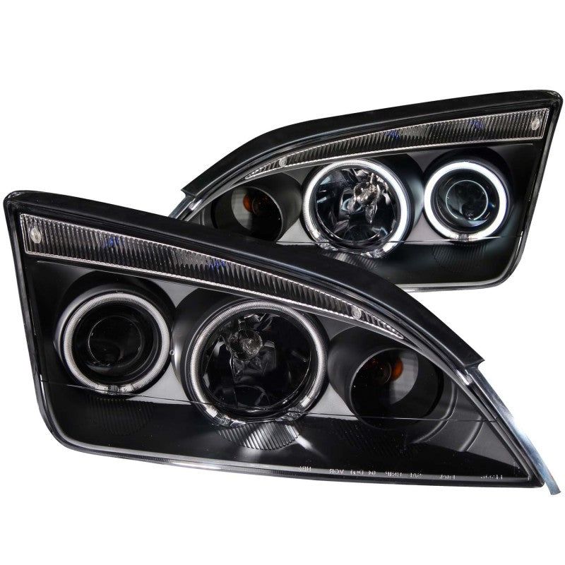 ANZO 2005-2007 Ford Focus Projector Headlights w/ Halo Black-Headlights-ANZO-ANZ121198-SMINKpower Performance Parts