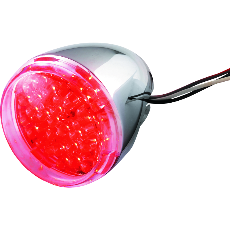 Bikers Choice Chrome LED Rear Billet Turn Signal Red Dual Circuit Clear Lens Universal Custom