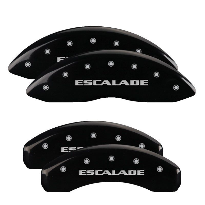 MGP 4 Caliper Covers Engraved Front & Rear Escalade Black finish silver ch-Caliper Covers-MGP-MGP35015SESCBK-SMINKpower Performance Parts