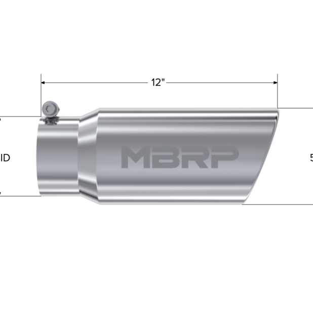 MBRP Universal Tip 5 O.D. Angled Rolled End 4 inlet 12 length