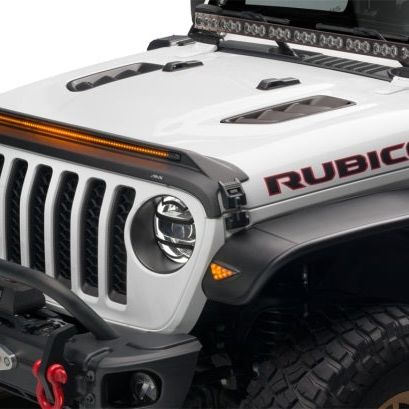 AVS 2018-2019 Jeep Wrangler (JL) Aeroskin Low Profile Hood Shield w/ Lights - Black