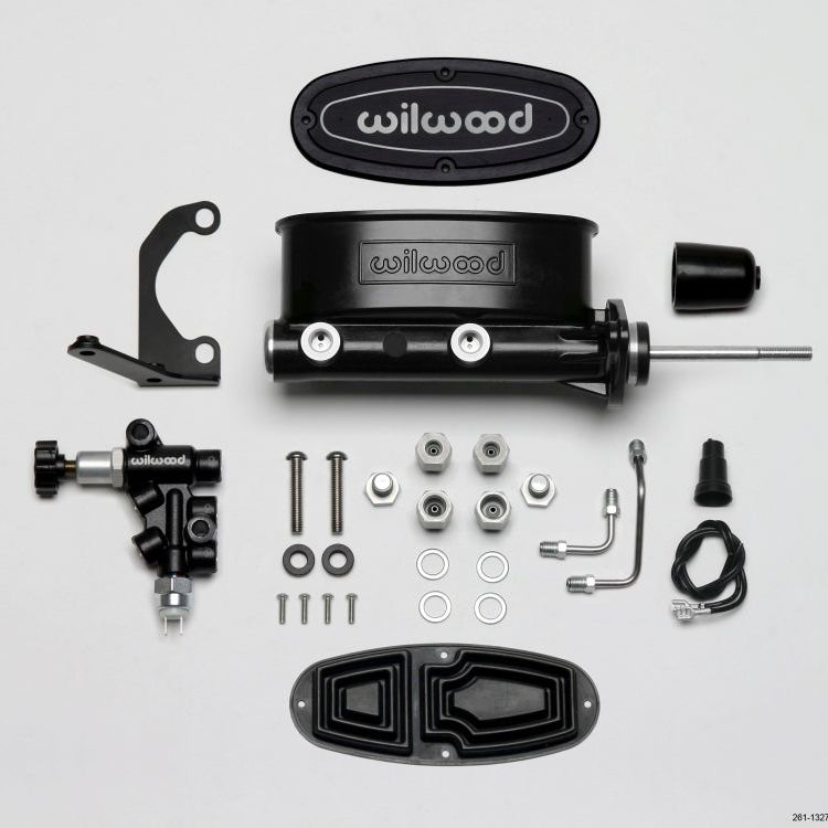 Wilwood HV Tandem M/C Kit w L/H Bracket & Prop Valve - 7/8in Bore Black-W/Pushrod-Brake Master Cylinder-Wilwood-WIL261-13271-BK-SMINKpower Performance Parts