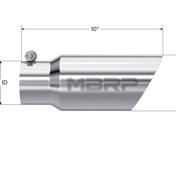 MBRP Universal Tip 4in OD 3in Inlet 10in Length Dual Wall Angled End T304