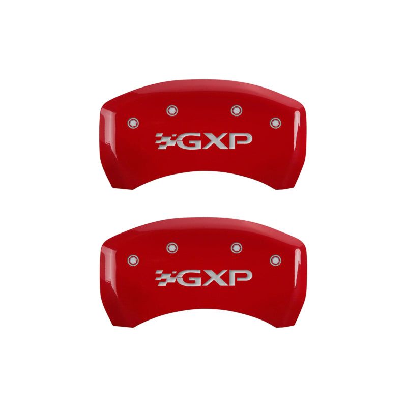 MGP 4 Caliper Covers Engraved Front Pontiac Engraved Rear GXP Red finish silver ch-Caliper Covers-MGP-MGP18030SPXPRD-SMINKpower Performance Parts