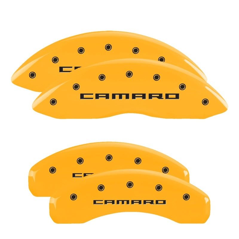 MGP 4 Caliper Covers Engraved Front & Rear Gen 5/Camaro Yellow finish black ch-Caliper Covers-MGP-MGP14033SCA5YL-SMINKpower Performance Parts