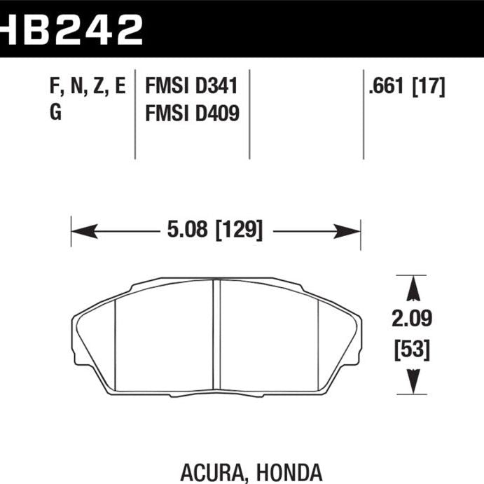 Hawk 86-01 Acura (Various) / 88-93 Honda (Various) DTC-60 Race Front Brake Pads