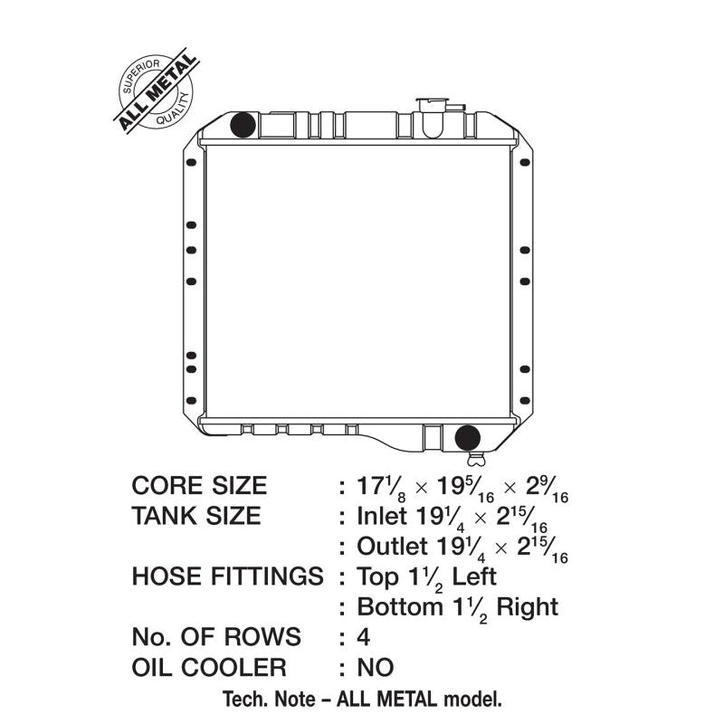 CSF 70-80 Toyota Landcruiser 3.9L/4.2L Heavy Duty 4 Row All Metal Radiator