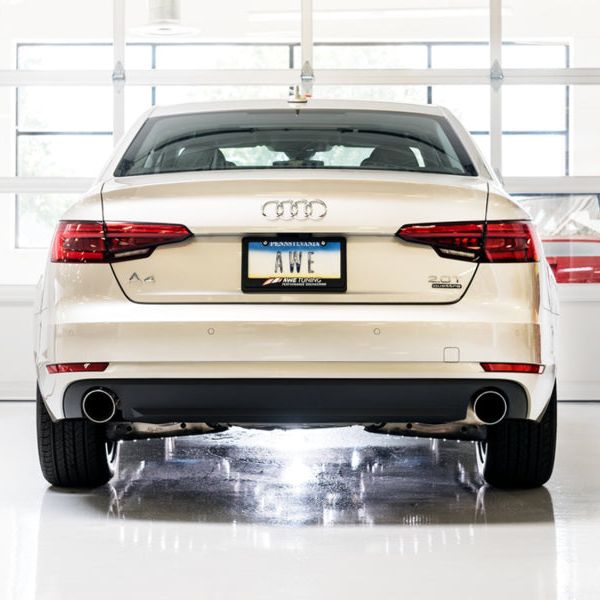 AWE Tuning Audi B9 A4 Touring Edition Exhaust Dual Outlet - Chrome Silver Tips (Includes DP)