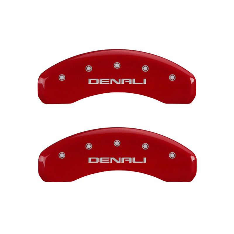 MGP 4 Caliper Covers Engraved Front & Rear Denali Red finish silver ch-Caliper Covers-MGP-MGP34009SDNLRD-SMINKpower Performance Parts