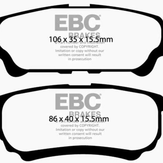 EBC 11-14 Chrysler 200 2.4 Redstuff Rear Brake Pads