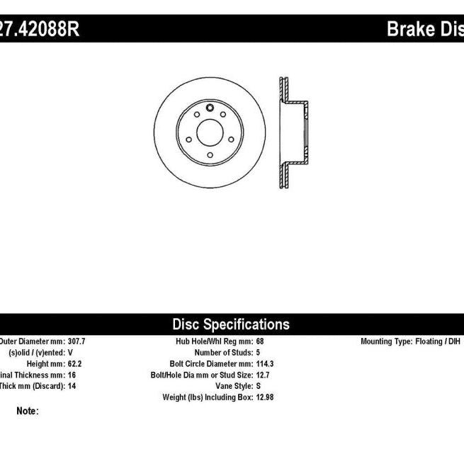 StopTech 06-07 350Z / 05-07 G35 / 06-07 G35X SportStop Slotted & Drilled Rear Right Rotor