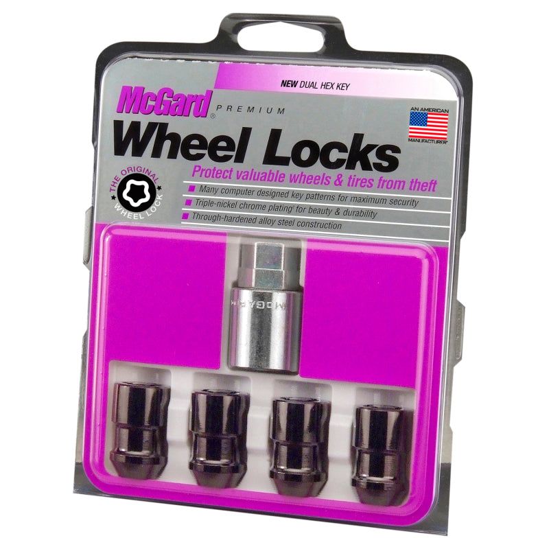 McGard Wheel Lock Nut Set - 4pk. (Cone Seat) 1/2-20 / 3/4 & 13/16 Dual Hex / 1.46in. Length - Black-Lug Nuts-McGard-MCG24038-SMINKpower Performance Parts