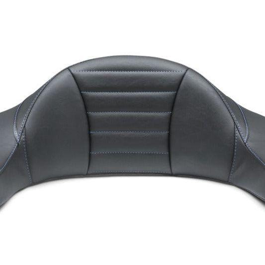 Mustang 93-13 HD FL Super Touring Extended Arm Wrap-Around Backrest Deluxe - Black w/Blue Stitching