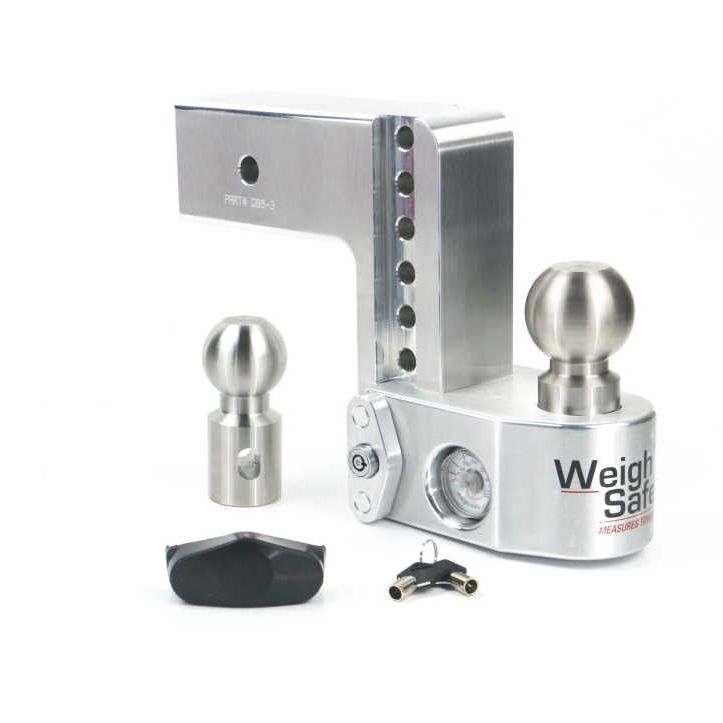 Weigh Safe 6in Drop Hitch w/Built-in Scale & 3in Shank (10K/21K GTWR) - Aluminum